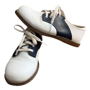 Footmates Girls Boys Sze 12 CHEER Saddle Oxford Shoes Dress White Navy Wide
